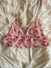 Load image into Gallery viewer, Cherry Hearts Frill Top (w/ pink mesh lining)
