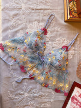 Load image into Gallery viewer, Wisteria Frill Top (w/ blue mesh lining)