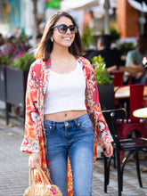 Load image into Gallery viewer, Satin Kimono One Size (Red Leaves)

