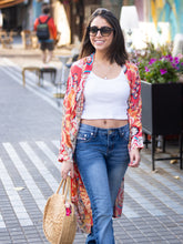 Load image into Gallery viewer, Satin Kimono One Size (Red Leaves)
