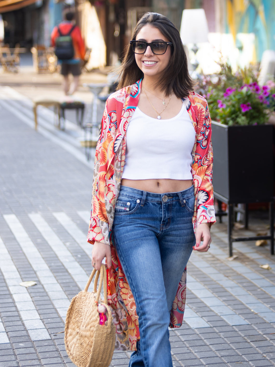 Satin Kimono One Size (Red Leaves)
