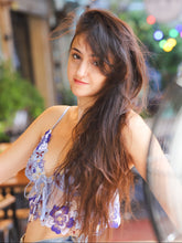 Load image into Gallery viewer, Bonnie Frill Bralette (w/ blue mesh lining)
