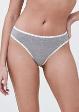 Load image into Gallery viewer, Adorned Cotton Thong (Heather Grey)
